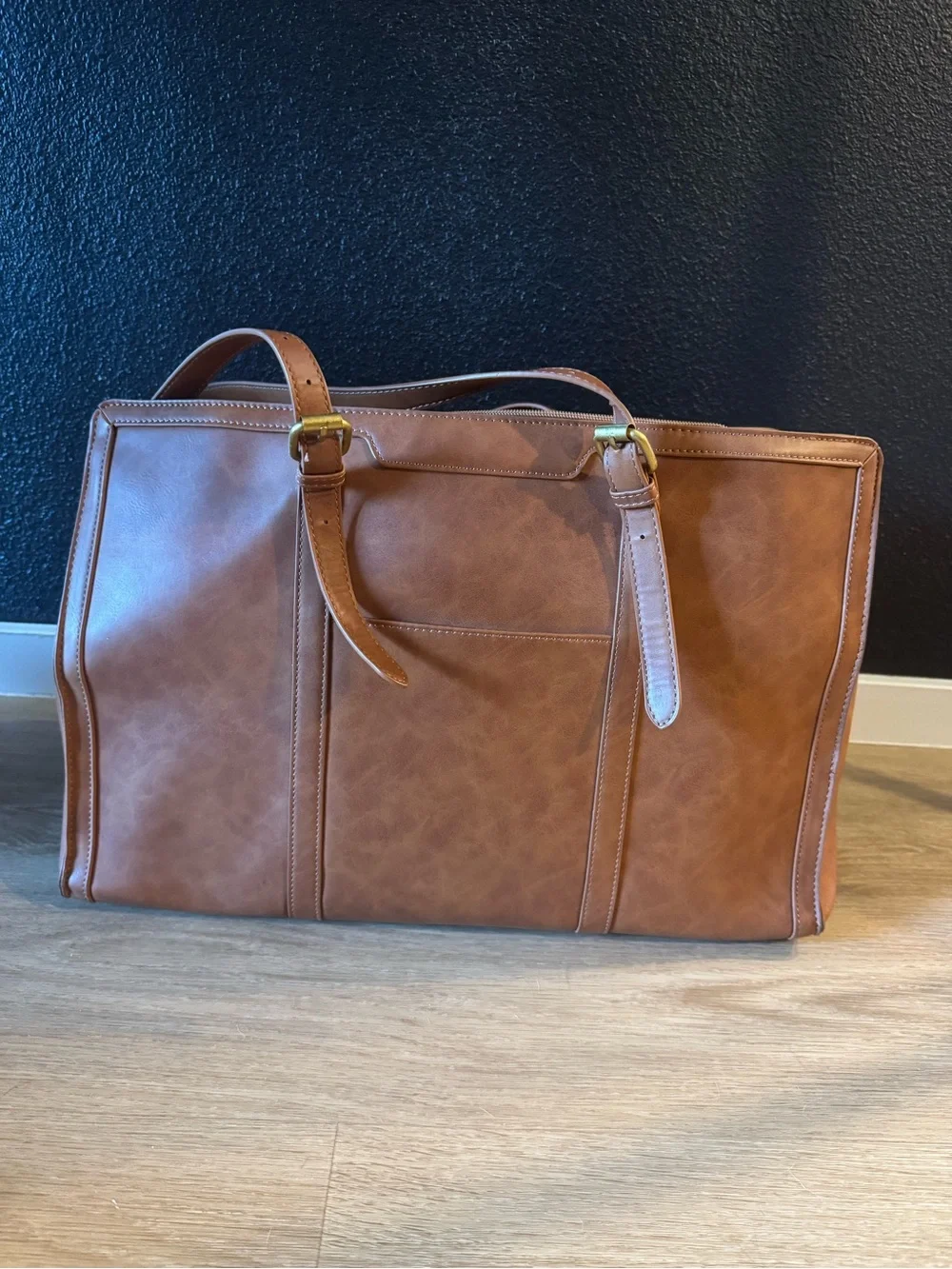 Loewe Embossed Floral Leather Tote in Cognac